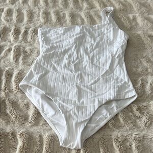 White One-Shoulder Kids One Piece